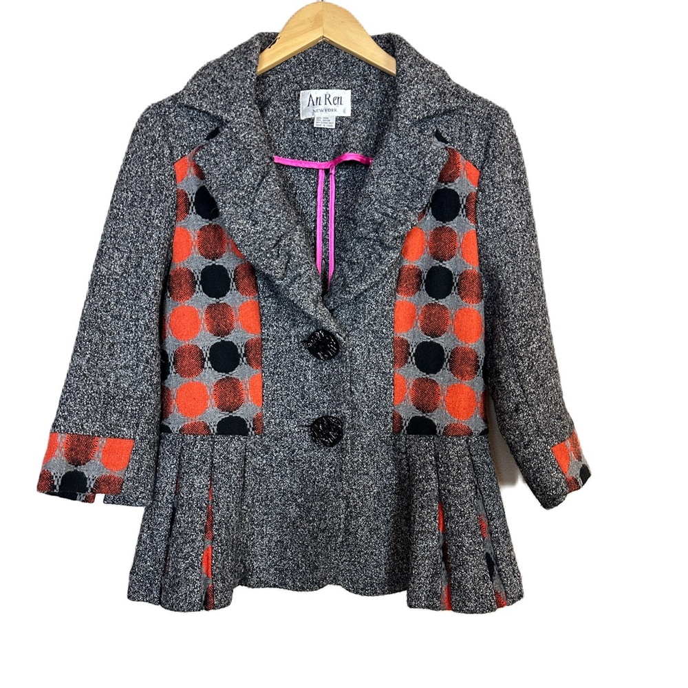An Ren New York Patchwork Wool Blend Tweed Jacket Wearable Art Women’s Small
